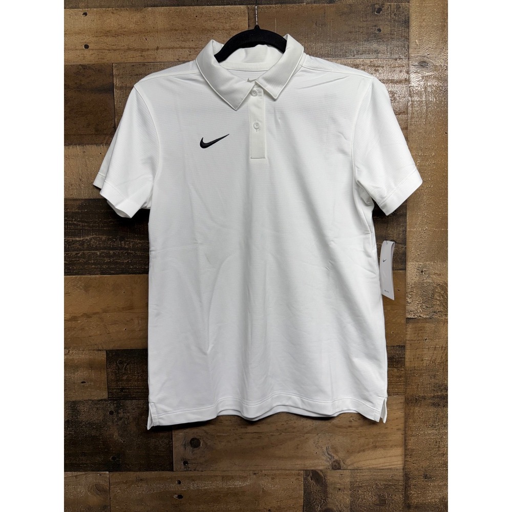 Nike Womens Dri-FIT Polo Shirt White Short Sleeve Athletic Top Size S Golf